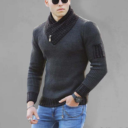 Stylish British Plus Size Turtleneck Sweater for Men – Cozy Knit Pullover with Long Sleeves for Ultimate Comfort