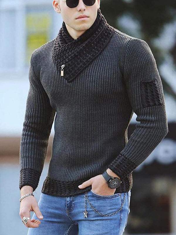 Stylish British Plus Size Turtleneck Sweater for Men – Cozy Knit Pullover with Long Sleeves for Ultimate Comfort