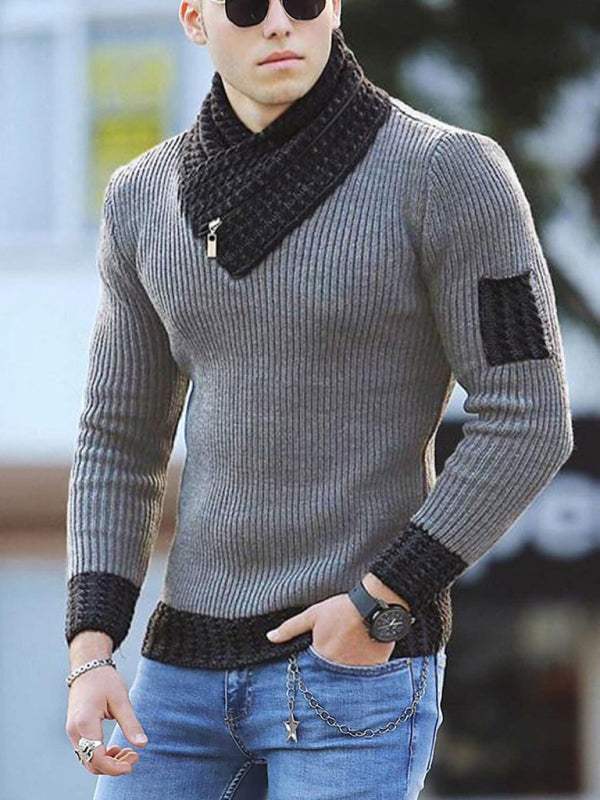 Stylish British Plus Size Turtleneck Sweater for Men – Cozy Knit Pullover with Long Sleeves for Ultimate Comfort