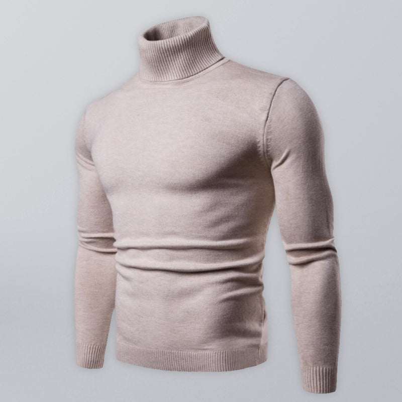 Lapel collar all-match wool men's thick bottoming knitted sweater, autumn-winter, turtleneck design.