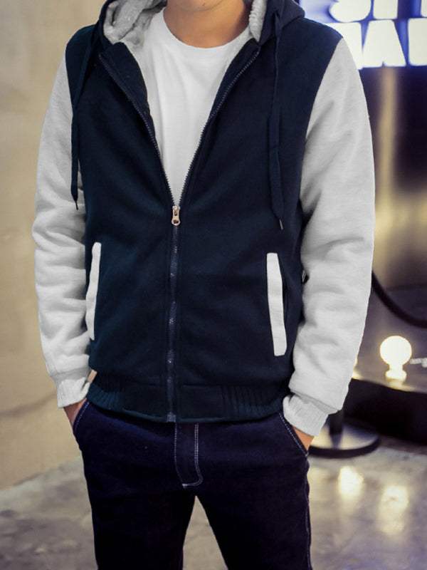 Cozy Comfort: Men's Hooded Fleece Sports Jacket for Ultimate Leisure and Style