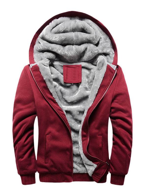 Cozy Comfort: Men's Hooded Fleece Sports Jacket for Ultimate Leisure and Style