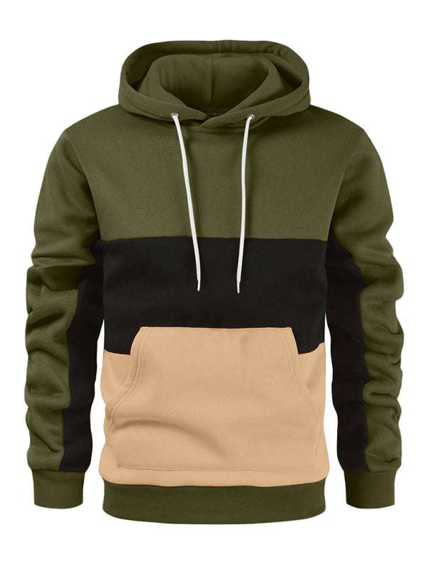 Stylish Men's Color Block Hoodie Sweatshirt - Comfortable Long Sleeve Design for Every Occasion