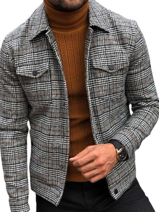 Fashionable Slim Fit Men's Plaid Coat for Autumn Casual Style