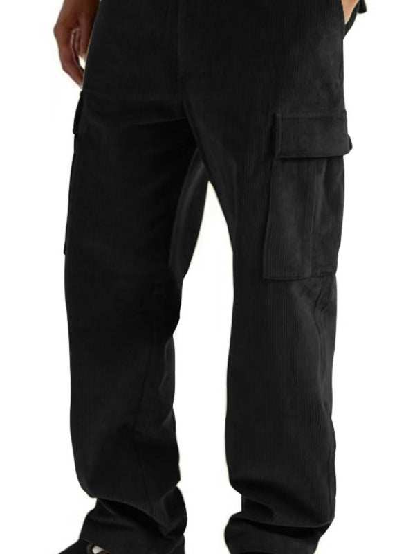 Versatile Corduroy Multi-Pocket Straight-Leg Trousers for Men – Casual Comfort Meets Stylish Functionality