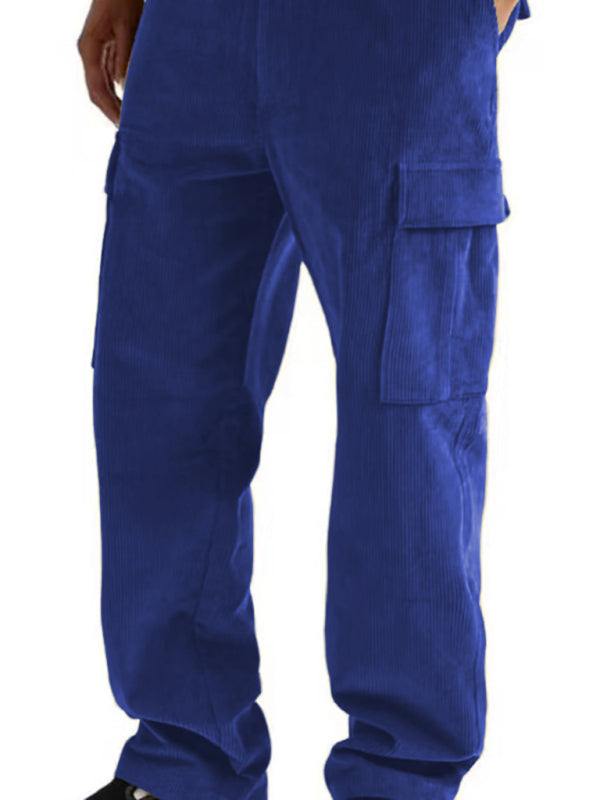 Versatile Corduroy Multi-Pocket Straight-Leg Trousers for Men – Casual Comfort Meets Stylish Functionality