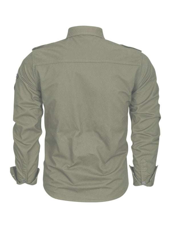 Urban Adventure Men's Cotton Military Long Sleeve Shirt