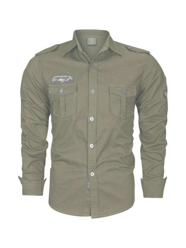 Urban Adventure Men's Cotton Military Long Sleeve Shirt