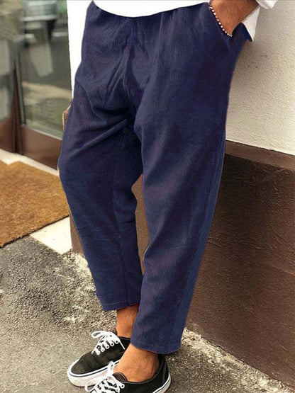 Stylish Men's Cropped Corduroy Pants - Effortless Comfort & Versatile Casual Chic