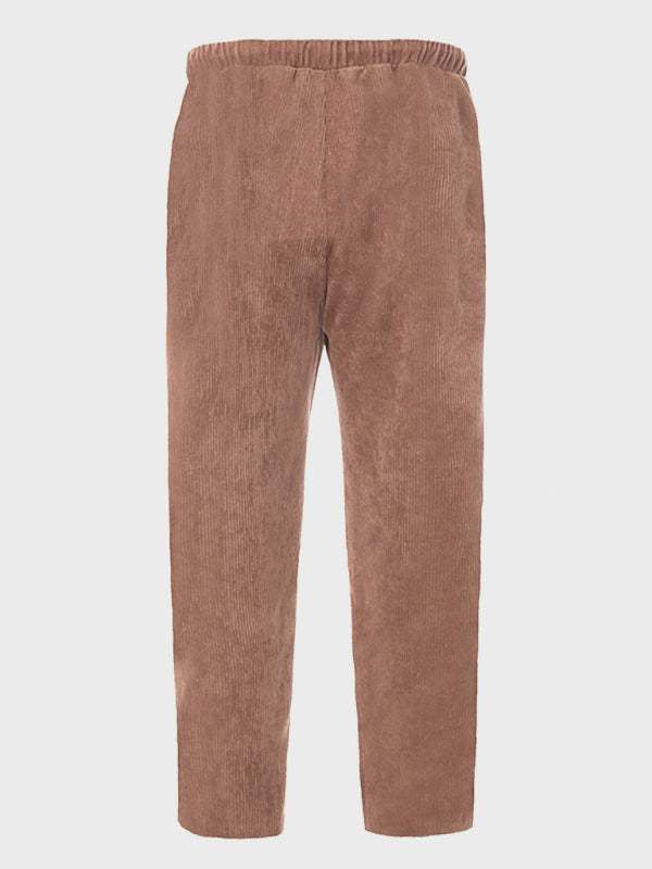 Stylish Men's Cropped Corduroy Pants - Effortless Comfort & Versatile Casual Chic