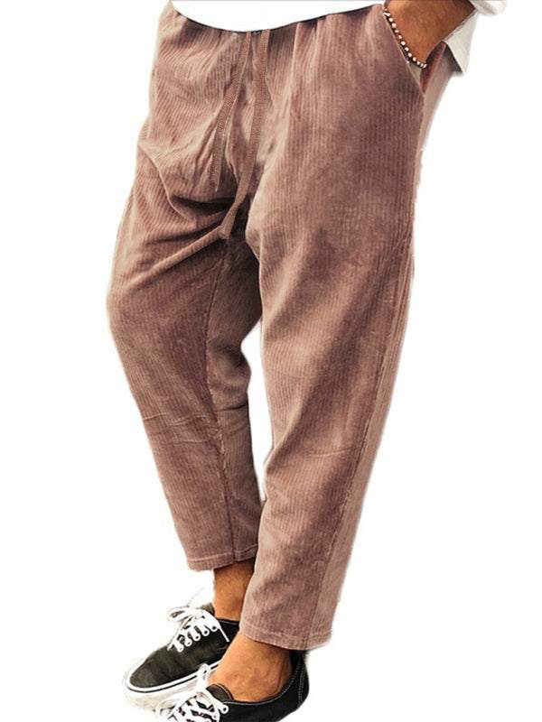 Stylish Men's Cropped Corduroy Pants - Effortless Comfort & Versatile Casual Chic