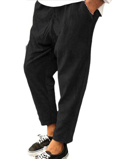 Stylish Men's Cropped Corduroy Pants - Effortless Comfort & Versatile Casual Chic