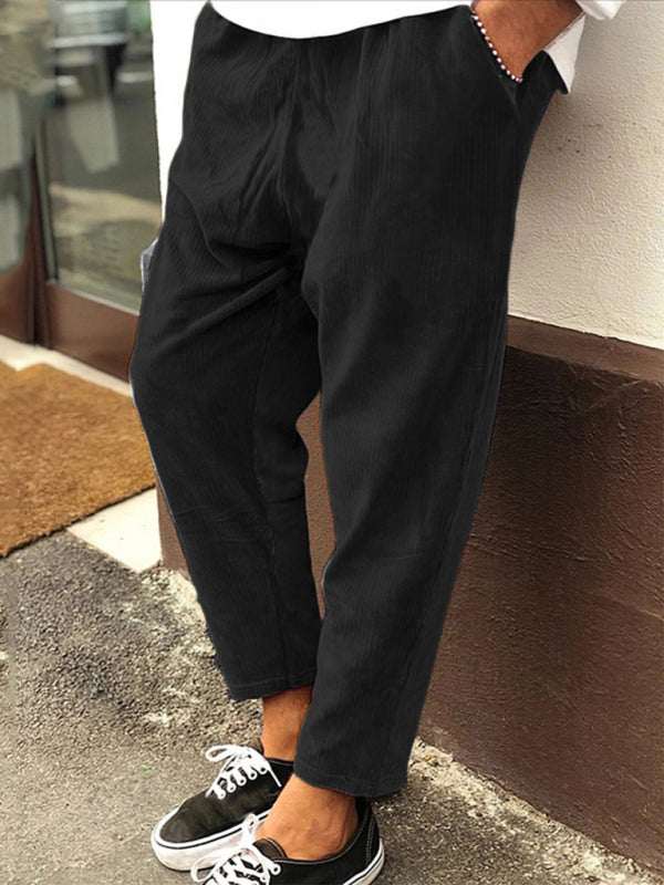 Stylish Men's Cropped Corduroy Pants - Effortless Comfort & Versatile Casual Chic