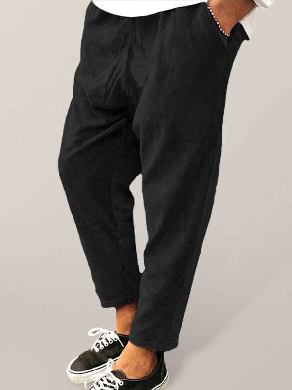 Stylish Men's Cropped Corduroy Pants - Effortless Comfort & Versatile Casual Chic