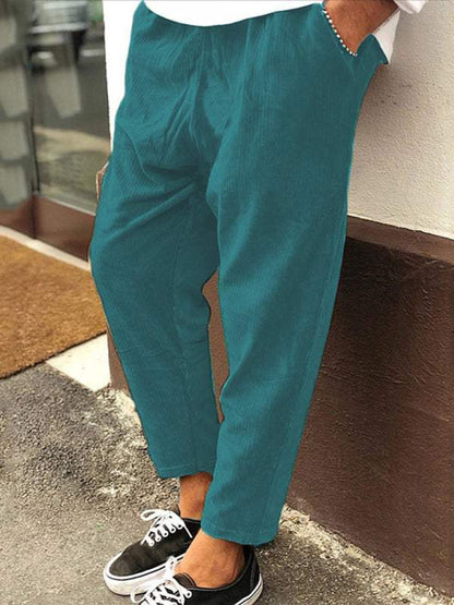 Stylish Men's Cropped Corduroy Pants - Effortless Comfort & Versatile Casual Chic