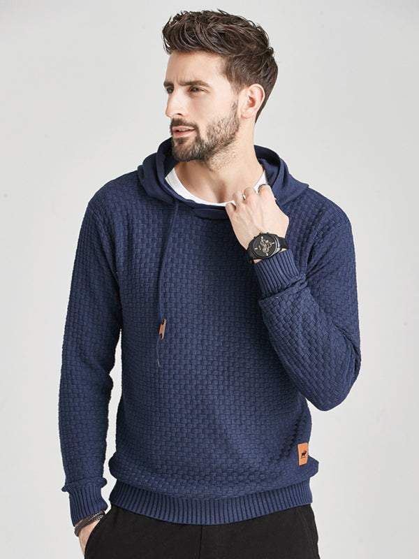 Cozy Hooded Pullover Sweater for Men - Versatile Knitwear for Year-Round Comfort