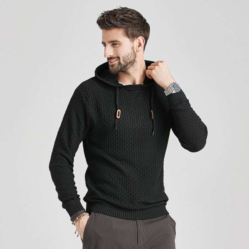 Cozy Hooded Pullover Sweater for Men - Versatile Knitwear for Year-Round Comfort