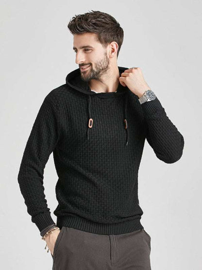 Cozy Hooded Pullover Sweater for Men - Versatile Knitwear for Year-Round Comfort