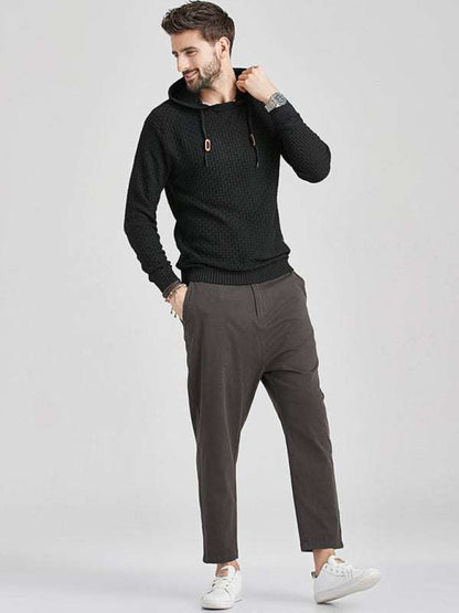 Cozy Hooded Pullover Sweater for Men - Versatile Knitwear for Year-Round Comfort