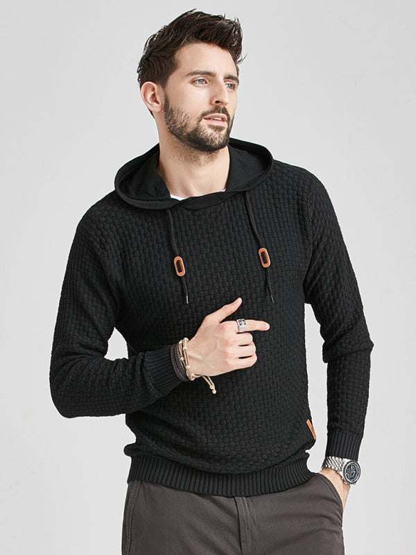 Cozy Hooded Pullover Sweater for Men - Versatile Knitwear for Year-Round Comfort