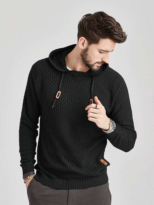 Cozy Hooded Pullover Sweater for Men - Versatile Knitwear for Year-Round Comfort