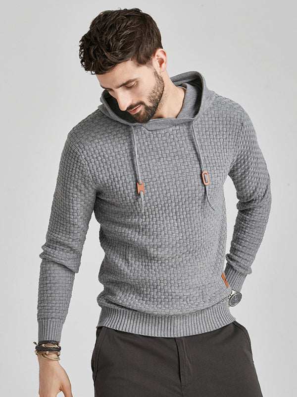 Cozy Hooded Pullover Sweater for Men - Versatile Knitwear for Year-Round Comfort