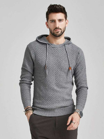 Cozy Hooded Pullover Sweater for Men - Versatile Knitwear for Year-Round Comfort