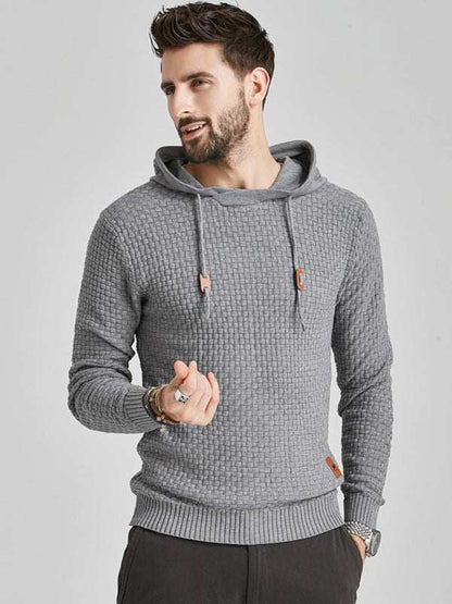 Cozy Hooded Pullover Sweater for Men - Versatile Knitwear for Year-Round Comfort