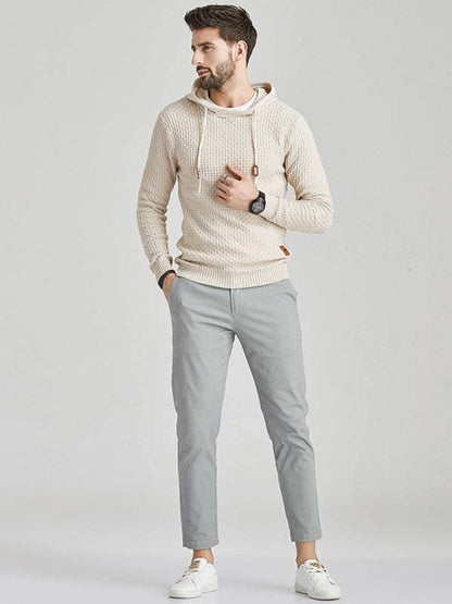 Cozy Hooded Pullover Sweater for Men - Versatile Knitwear for Year-Round Comfort