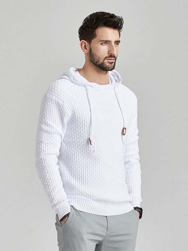 Cozy Hooded Pullover Sweater for Men - Versatile Knitwear for Year-Round Comfort