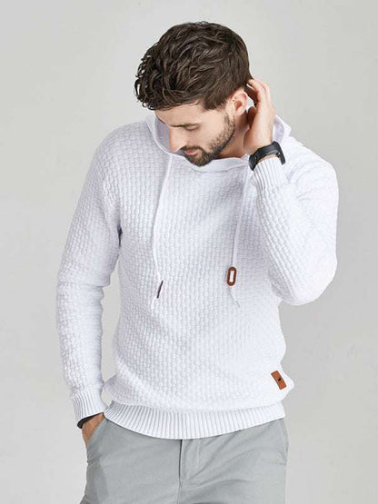 Cozy Hooded Pullover Sweater for Men - Versatile Knitwear for Year-Round Comfort