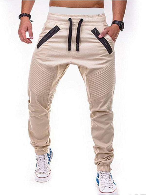 Stylish Men's Zipped Contrast Casual Trousers for Effortless Style and Comfort