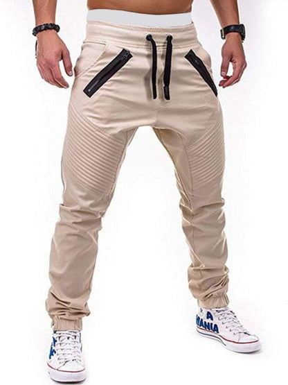 Stylish Men's Zipped Contrast Casual Trousers for Effortless Style and Comfort