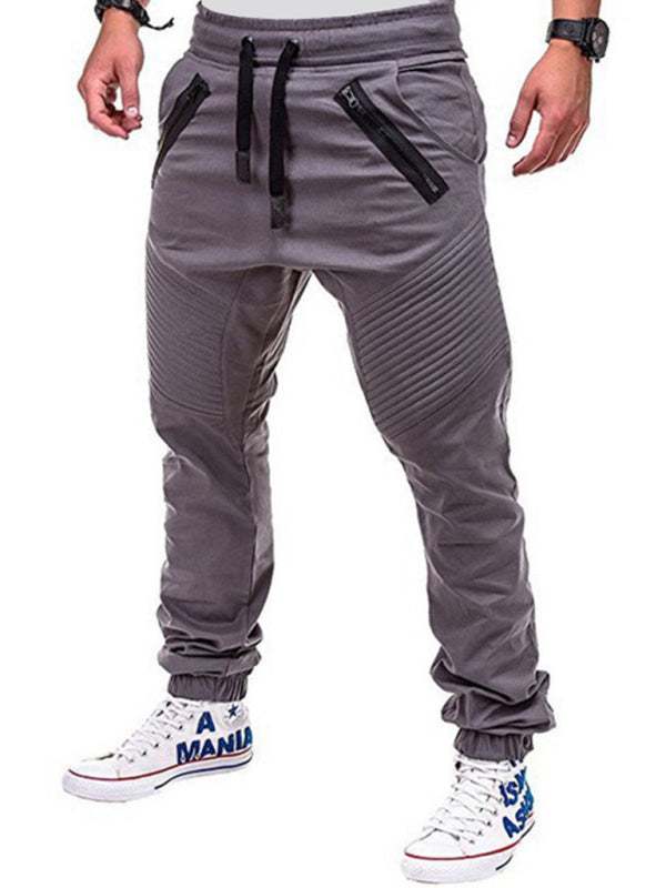 Stylish Men's Zipped Contrast Casual Trousers for Effortless Style and Comfort