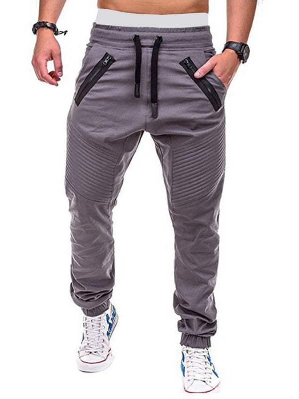 Stylish Men's Zipped Contrast Casual Trousers for Effortless Style and Comfort