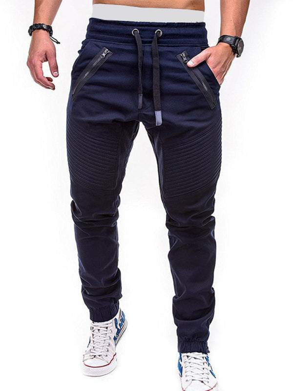 Stylish Men's Zipped Contrast Casual Trousers for Effortless Style and Comfort