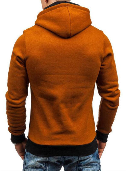 Stylish Men's Long-Sleeve Hoodie with Diagonal Zipper - Comfortable Solid Color for Every Occasion