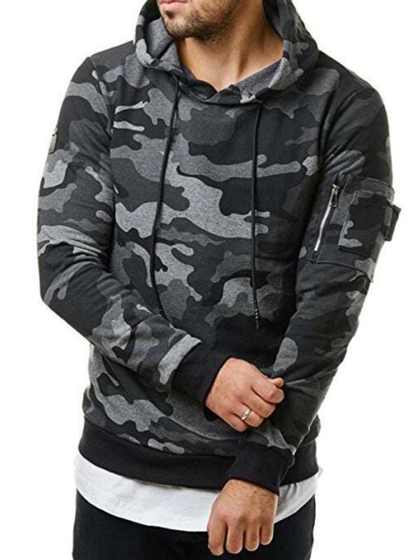 Stylish Men's Camouflage Long Sleeve Hoodie with Convenient Pockets