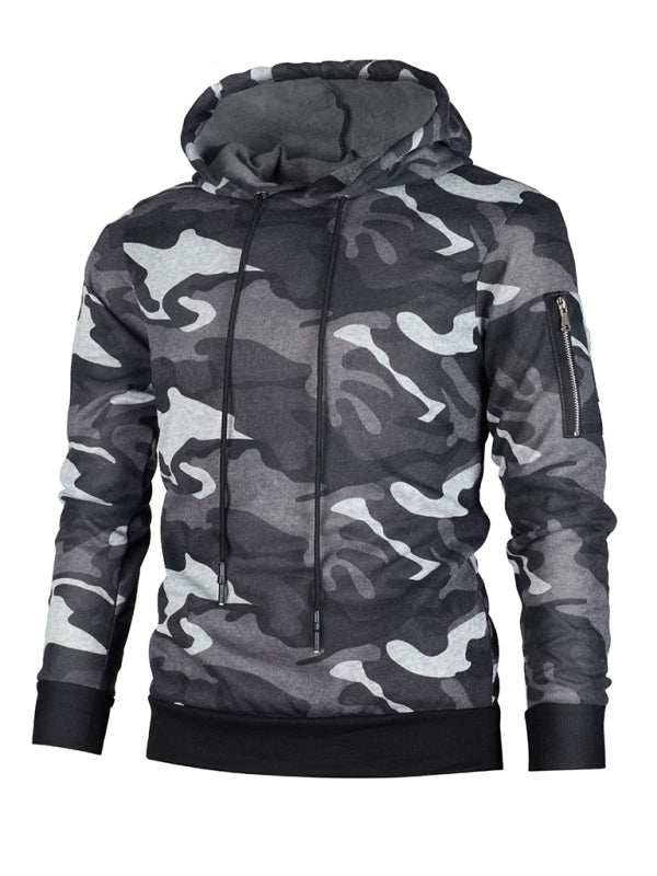 Stylish Men's Camouflage Long Sleeve Hoodie with Convenient Pockets