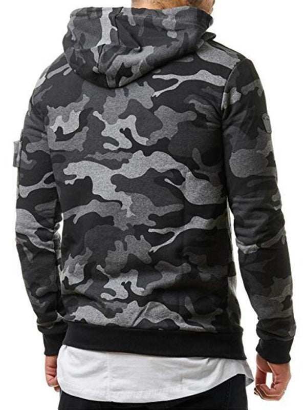 Stylish Men's Camouflage Long Sleeve Hoodie with Convenient Pockets