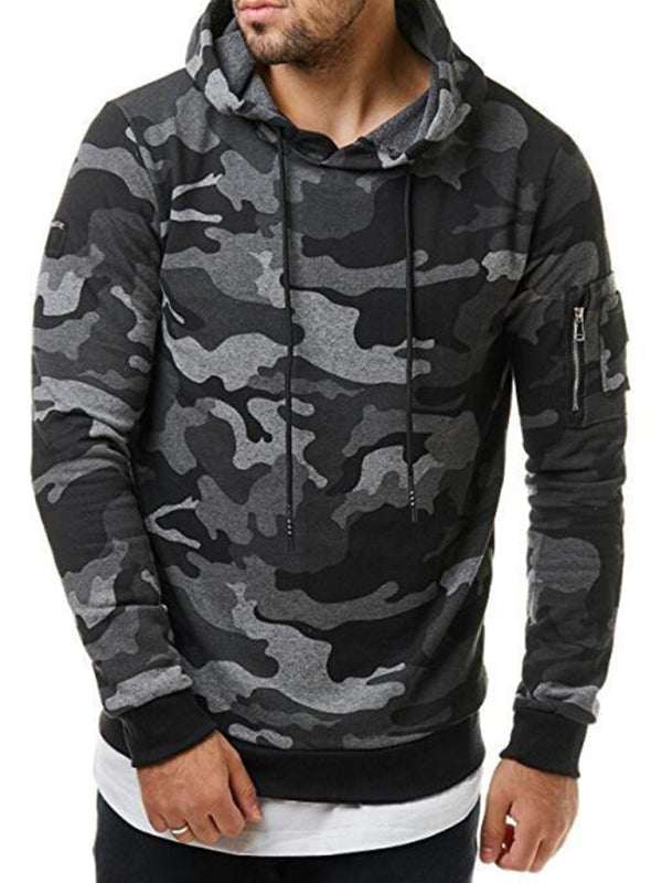 Stylish Men's Camouflage Long Sleeve Hoodie with Convenient Pockets