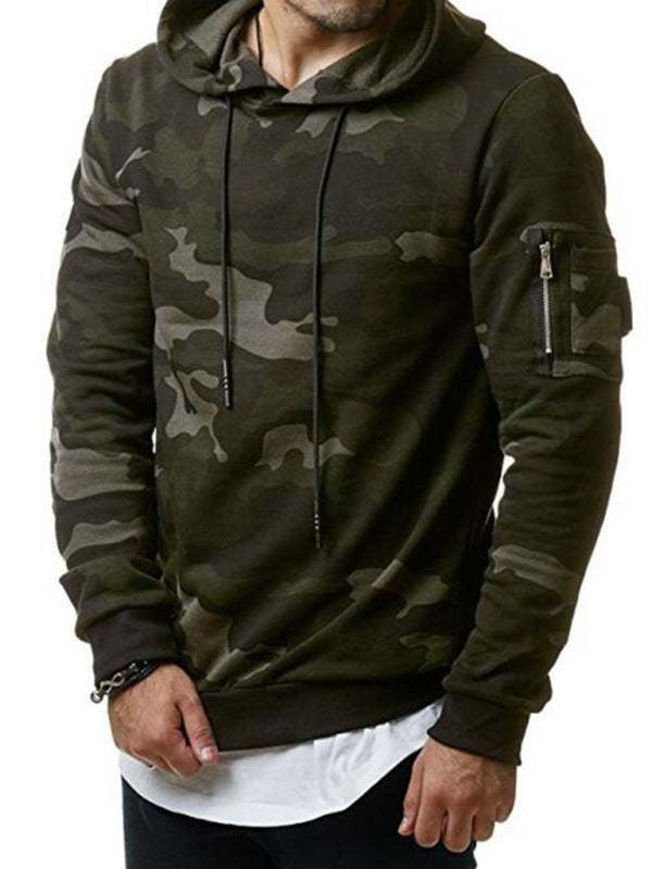 Stylish Men's Camouflage Long Sleeve Hoodie with Convenient Pockets