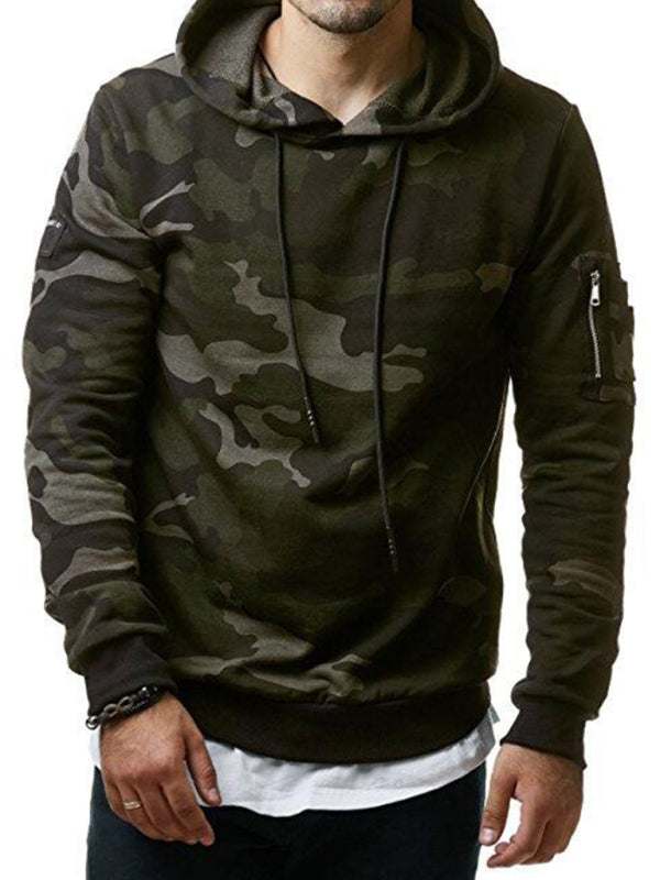 Stylish Men's Camouflage Long Sleeve Hoodie with Convenient Pockets