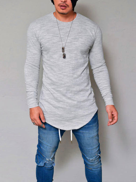 Sophisticated Solid Color Long Sleeve Men's T-Shirt for Modern Style