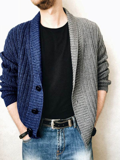 Vibrant Men's Color Block Casual Knit Cardigan - Effortless Style for Every Occasion