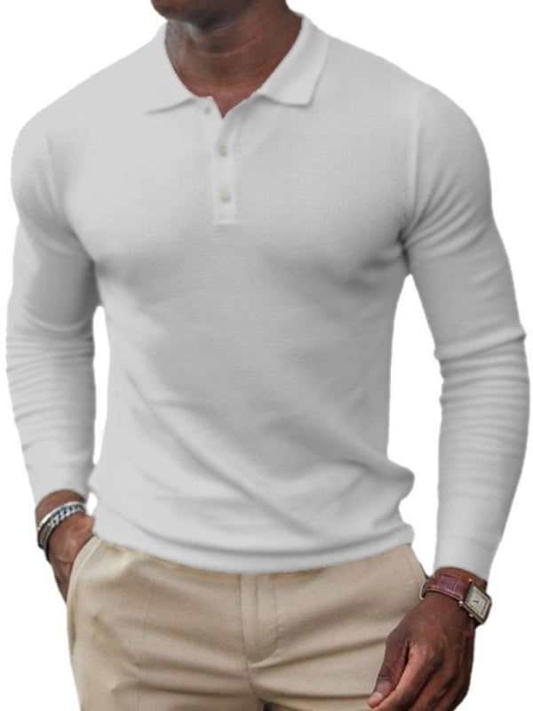 Solid-Color Men's Long-Sleeve Polo Shirt for Effortless Style