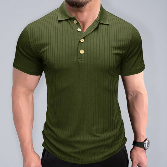 Classic Men's Short Sleeve Polo Shirt with Button-Down Detail