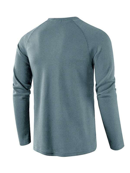 Sophisticated Long-Sleeve Men's Button-Down T-Shirt in Solid Colors – Perfect for Every Occasion!