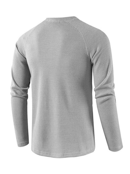 Sophisticated Long-Sleeve Men's Button-Down T-Shirt in Solid Colors – Perfect for Every Occasion!