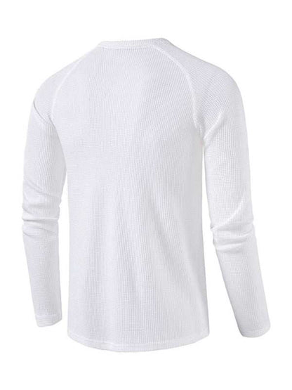 Sophisticated Long-Sleeve Men's Button-Down T-Shirt in Solid Colors – Perfect for Every Occasion!